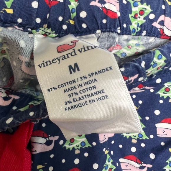 Vineyard Vines Christmas Lounge Sleep Pants Men's Medium Blue Santa Whale Trees - Picture 3 of 8